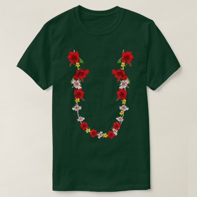 Camiseta Havaiana Flower Chain Tropical Summer Floral Lei T (Frente do Design)