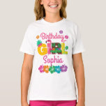 Camiseta Havaiana Luau Birthday Girl Summer<br><div class="desc">Comemora o aniversário com esta camiseta especial,  design especial e personalizada</div>