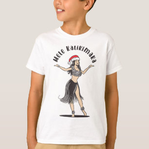 Camiseta Havaiana Natal Hula Skirt Girl Santa Hat Mele