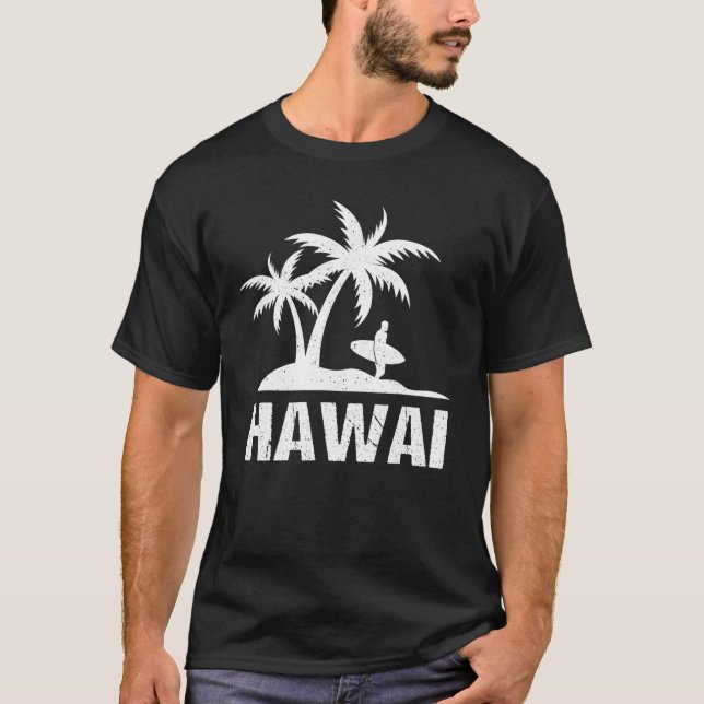 Camiseta Havaiana Palm Tree Surfing Surf de Praia Férias Ha (Frente)