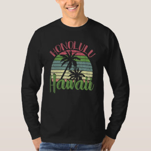 Camiseta Havaiana Summer Palm Trees Tropicais Honolulu Retr