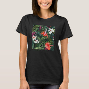 Camiseta Havaiana Tropical Flower Leaf Pattern Beach Vacati