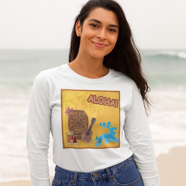 Camiseta Havaiano Aloha Tiki - Bar Retro Luau Party (Criador carregado)