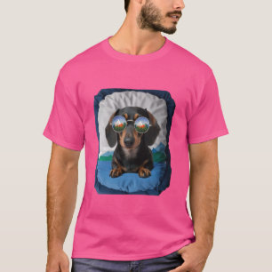 Camiseta Havaiano Dachshund Tropical Vacina Funny Wiener