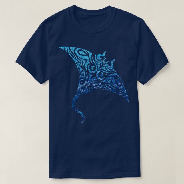 Camiseta Havaiano Manta Ray Tribal Polynésia Tatuagem Pacif (Frente do Design)