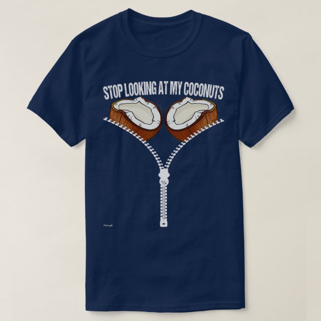 Camiseta Havaiano Para De Olhar Para Os Meus Coconutos Bra  (Frente do Design)
