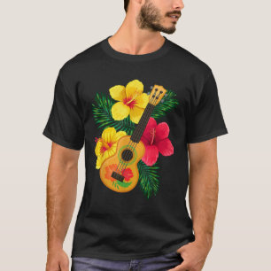 Camiseta Havaiano Ukulele Retro Uke Hibiscus