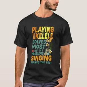 Camiseta Havaiano Ukulele Uke Jogando Ukulele Solves Mais O