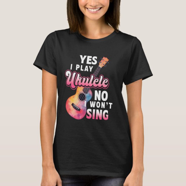 Camiseta Havaiano Ukulele Uke Sim Eu Toco Ukulele Não Eu Nã (Frente)