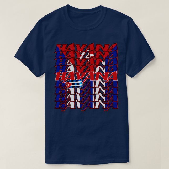 Camiseta Havana Cuba Flag 2 (Frente do Design)