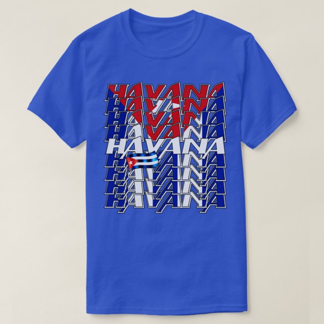 Camiseta Havana Cuba Flag 3 (Frente do Design)