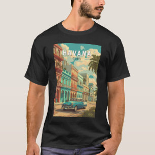 Camiseta Havana Cuba Illustração Viagem Art Vintage
