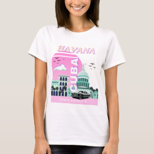 Camiseta Havana Cuba Pink Viagem Art