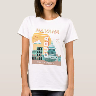 Camiseta Havana Cuba Retro Viagem Art