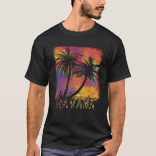 Camiseta Havana Palm tree Cuba Vacina Oceano de Praia Carib