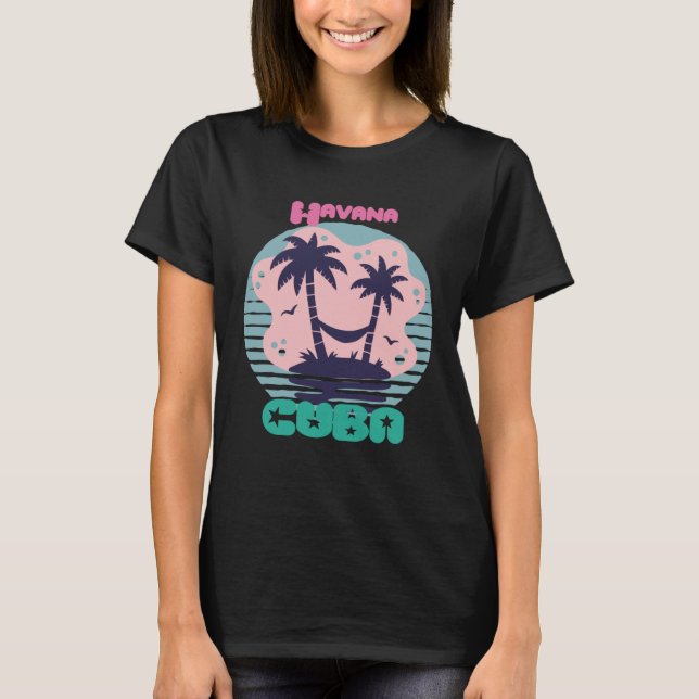 Camiseta Havana Surfing Palm trees Cuba Vacation Ocean (Frente)