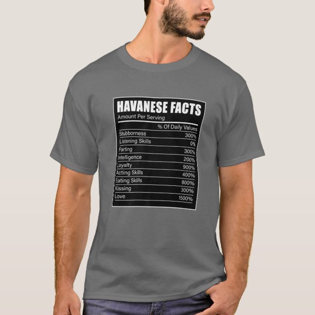 Camiseta Havanês Escuro Fatos Cão Havanês Sobrevivendo ao H (Frente)