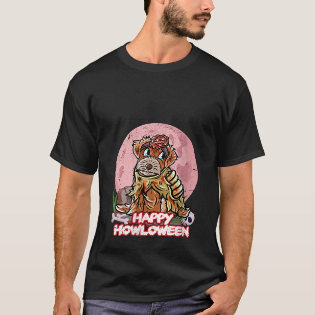Camiseta Havanês Happy Halloween Costume Zombie V Neck (Frente)