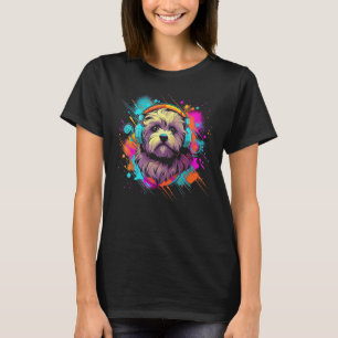 Camiseta Havanese Bolonka Lhasa Apso Com Fones de ouvido Cã