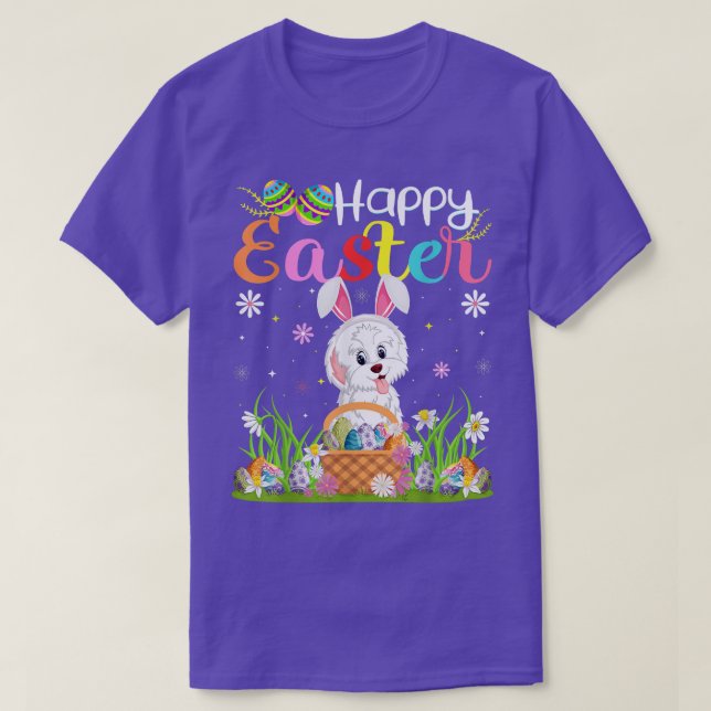 Camiseta Havanese Dog Bunny Egg Hunting Funny Havanese Happ (Frente do Design)