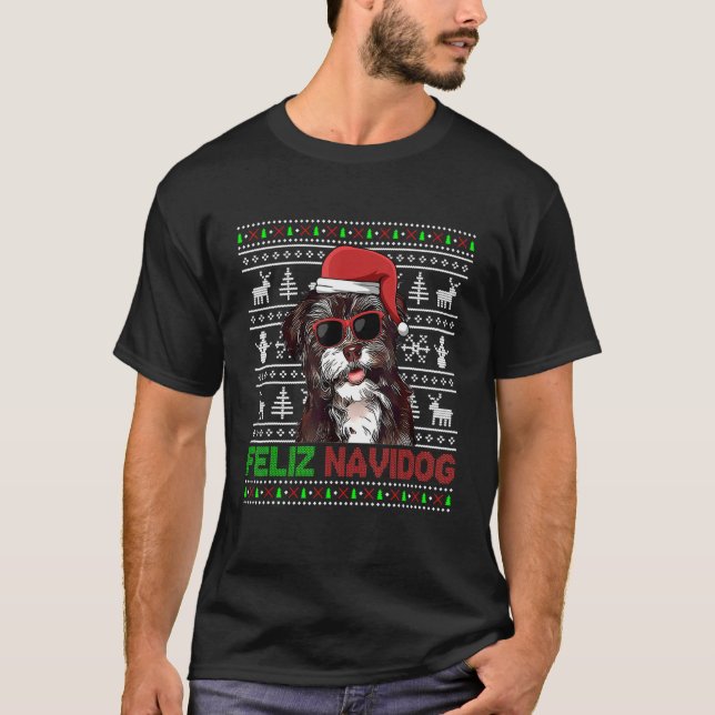 Camiseta Havanese Dog Feliz Navidog Engraçado Natal (Frente)