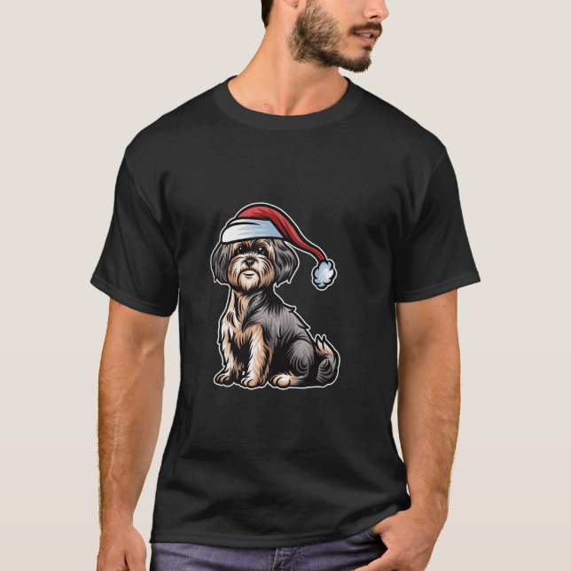 Camiseta Havanese Santa Claus Hat Feliz Cão De Natal X Mas (Frente)