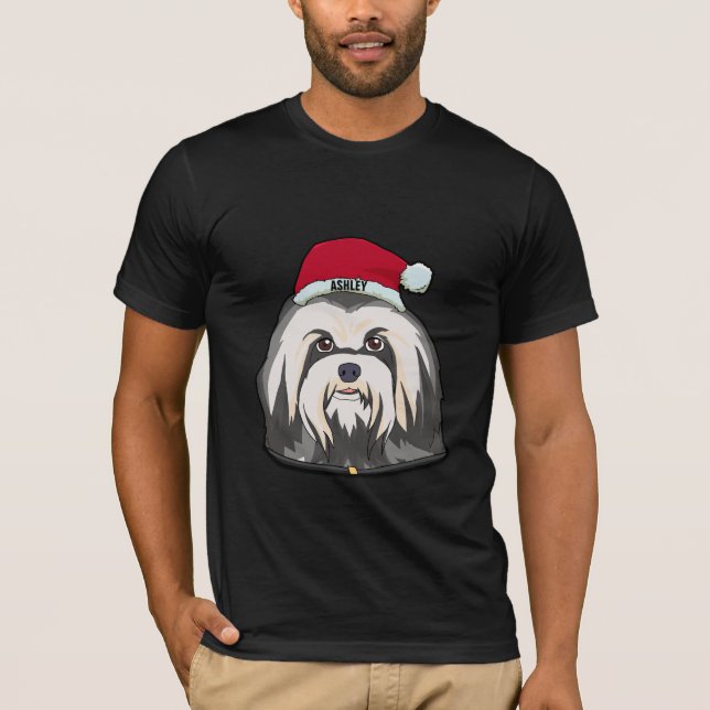 Camiseta Havanese Terrier Christmas Hat Dog Big (Frente)