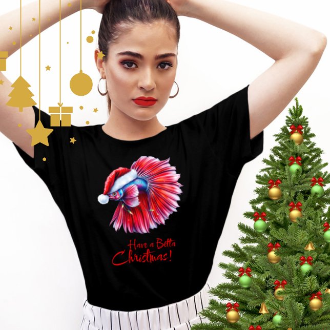 Camiseta Have a Betta Christmas Funny Santa Fish Lover Pun  (Criador carregado)