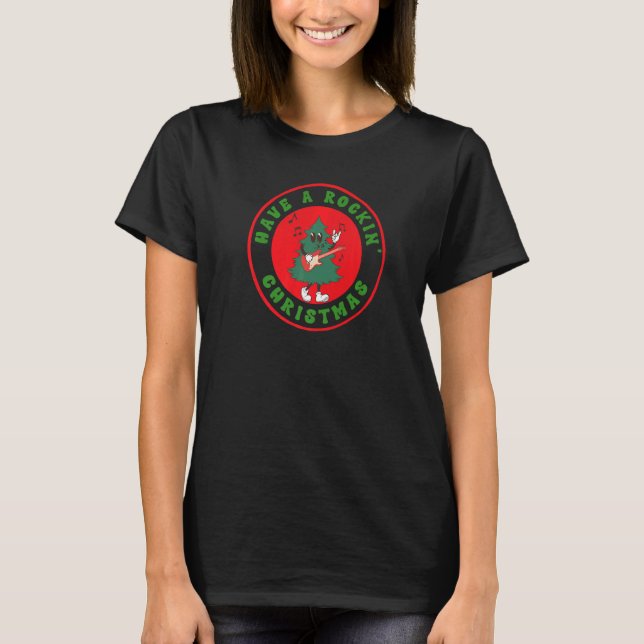 Camiseta Have a Rockin' Christmas  Guitar Playing Holiday T (Frente)