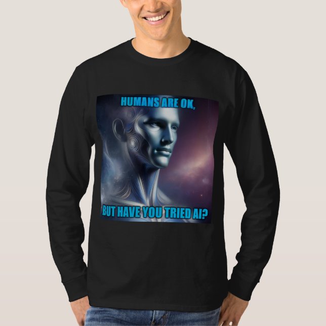 Camiseta Have you Tried AI - Men's Black Long Sleeve Tee (Frente)