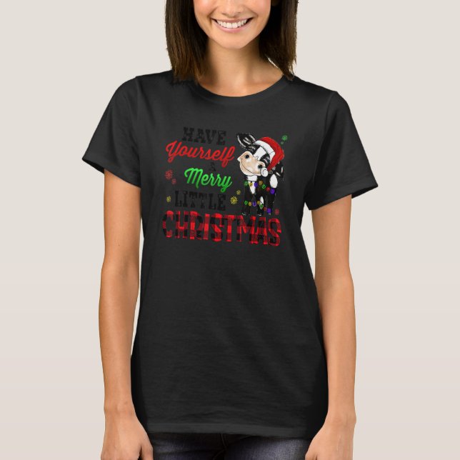Camiseta Have Yourself Merry Little Christmas Santa Cow Paj (Frente)