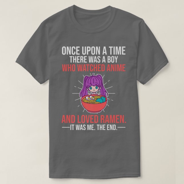 Camiseta Havia Um Menino Que Assistia A Anime E Amava Ramen (Frente do Design)