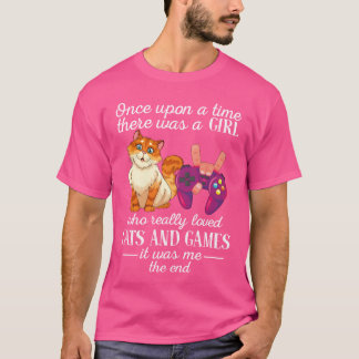 Camiseta Havia uma garota que realmente amava gatos e jogos