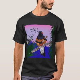 Camiseta Hawaiai Shama Bird tocando ukulele