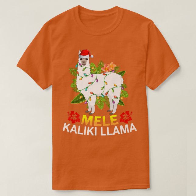 Camiseta Hawaiai Xmas Llama Lights Mele Kalikimaka Llama C (Frente do Design)