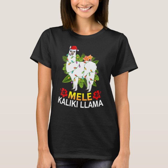 Camiseta Hawaiai Xmas Llama Lights Mele Kalikimaka Llama C (Frente)