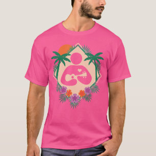 Camiseta Hawaii Aloha Uke Musical Guitar Flores Acústicas
