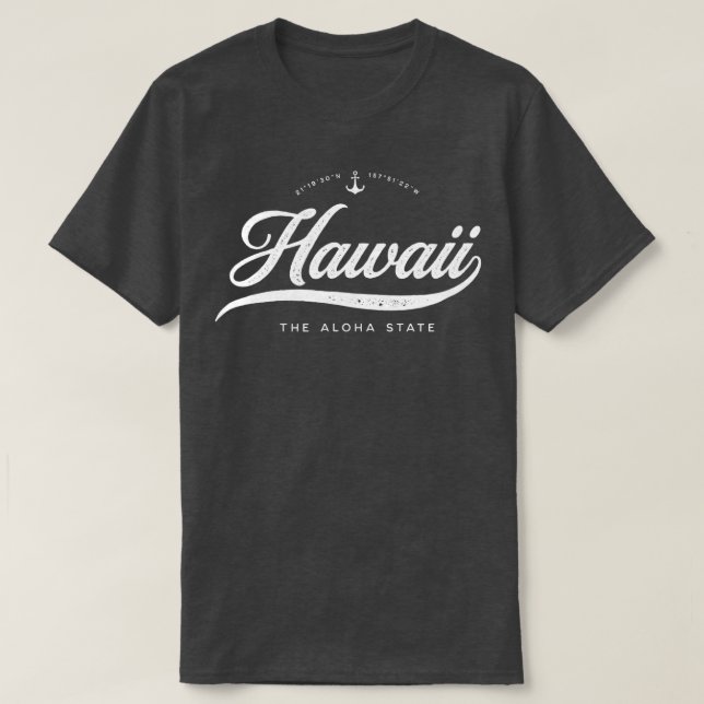 Camiseta Hawaii Aloha Vintage Retro (Frente do Design)