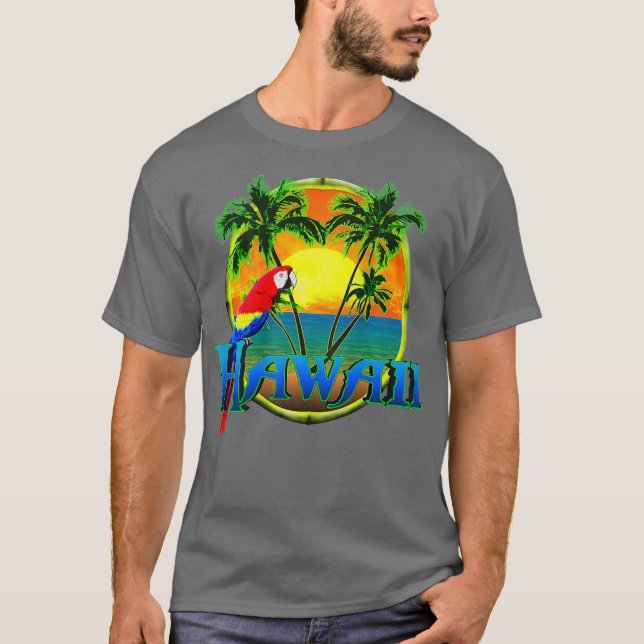 Camiseta Hawaii Beach Sunset Parrot (Frente)