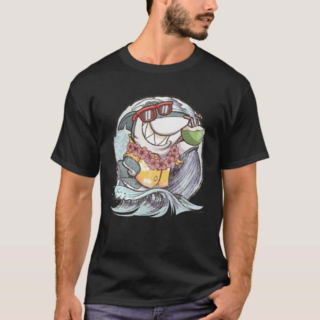 Camiseta Hawaii Beach Vacation Shark Summer Surfer (Frente)