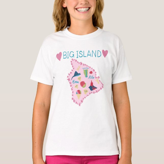 Camiseta Hawaii Big Island Map Cute Pastel Illustration  (Frente)