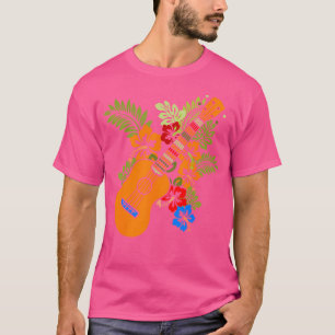 Camiseta Hawaii Floral Uke Ukulele - Flor Aloha Ukulele