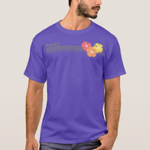 Camiseta Hawaii Havaiano Hibiscus Stripes Flores Tropicais