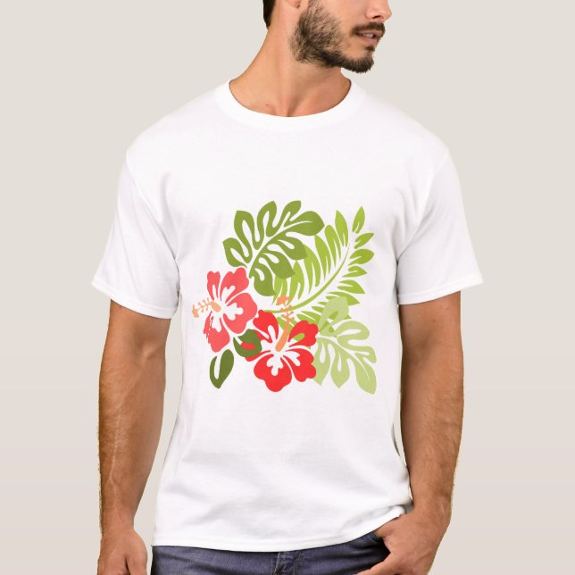 Camiseta Hawaii Hibiscus Flora Floral Flores Blossomas (Frente)