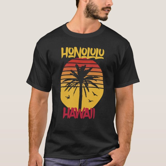 Camiseta Hawaii Honolulu Palm tree Oceano (Frente)