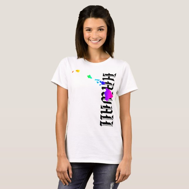 CAMISETA HAWAII ILHAS NEON RAINBOW (Frente Completa)