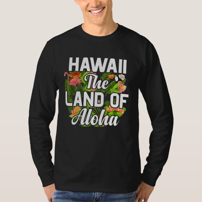 Camiseta Hawaii island of sun beach waves and palm trees (Frente)