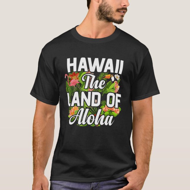 Camiseta Hawaii island of sun beach waves and palm trees (Frente)