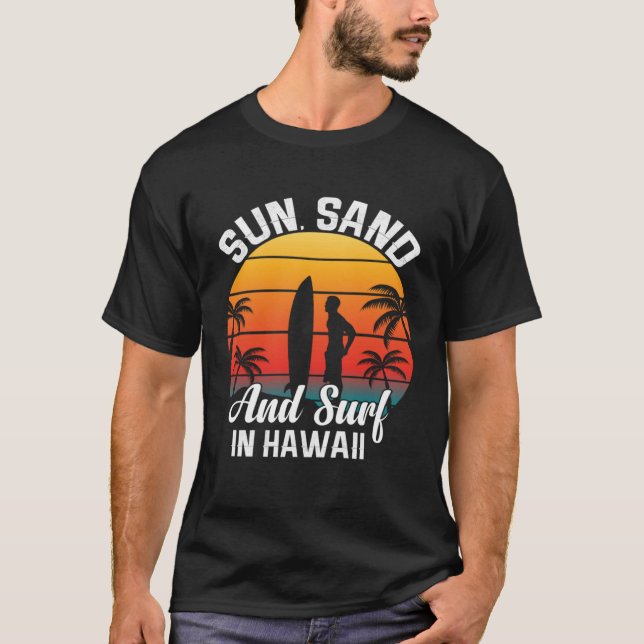 Camiseta Hawaii island of sun beach waves and palm trees  7 (Frente)