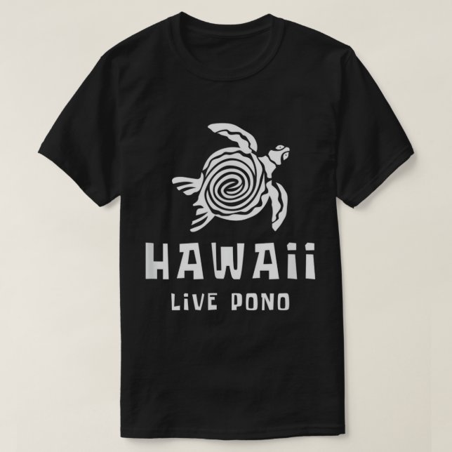 Camiseta Hawaii Live Pono Sea Turtle Beach T-Shirt (Frente do Design)